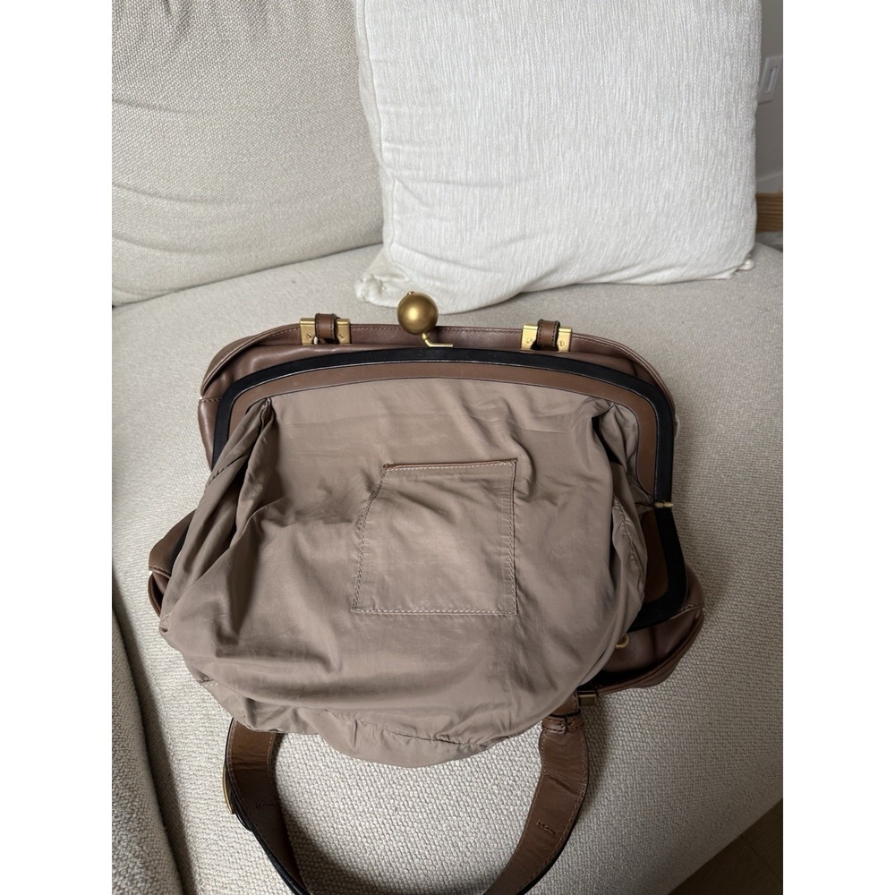 Marni Leather Kisslock bag Purse Brown Leather Vintage Rare Y2K Shoulder Luxury - Picture 7 of 12